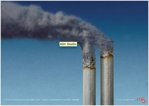 Anuncio de ASH contra el tabaco: ejemplo de 'shock advertising.'